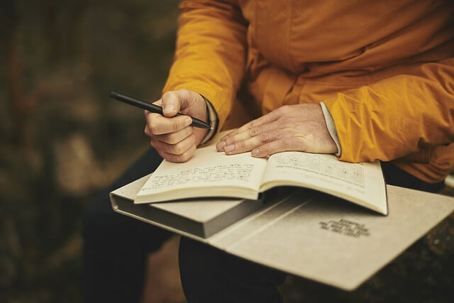 woman writing something